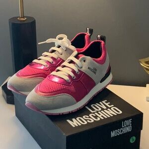 Love Moschino Fuchsia and Light Gray Sneakers